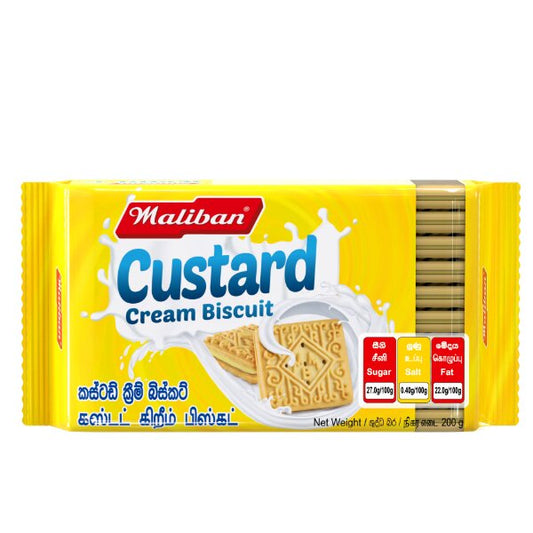 වැනිලා කස්ටර්ඩ් ක්‍රීම් බිස්කට්  Maliban Custard Cream Biscuit 200g,500g