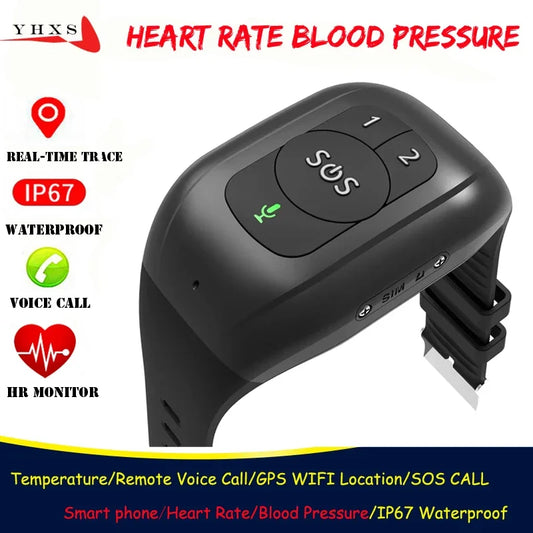 Elderly GPS Watch 4G Tracking Bracelet Health Temperature Management SOS IP67 Waterproof Old People Locator Fall Alert Tracker