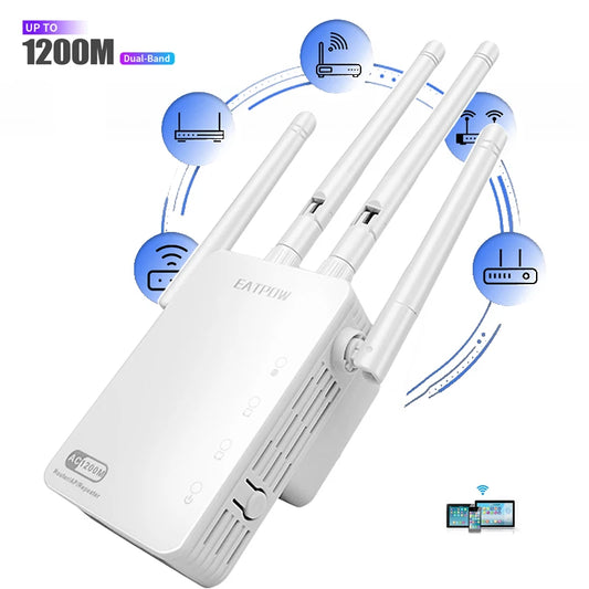 EATPOW 1200Mbps Dual Band 2.4G&5GHz WiFi Extender  WiFi Repeater Powerful Wireless Router/AP AC1200 Wlan Wi Fi Range Amplifier