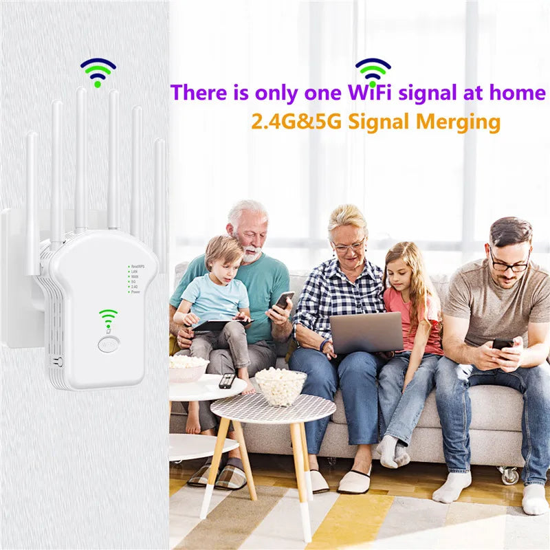 1200Mbps Wireless WiFi Repeater Wifi Signal Booster Dual-Band 2.4G 5G WiFi Extender 802.11ac Gigabit WiFi Amplifier WPS Router